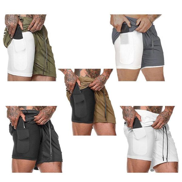 men fitness shorts double layer solid color short pants quick dry sportswear u50c men's, White;black
men fitness shorts double layer solid color short pants quick dry sportswear u50c men's, White;black