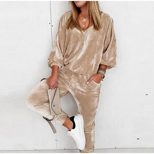 spring velvet tracksuits two piece set women v neck zipper sweatshirts hoodies and autumn winter long pants warm sweatsuits xx, White
spring velvet tracksuits two piece set women v neck zipper sweatshirts hoodies and autumn winter long pants warm sweatsuits xx, White
