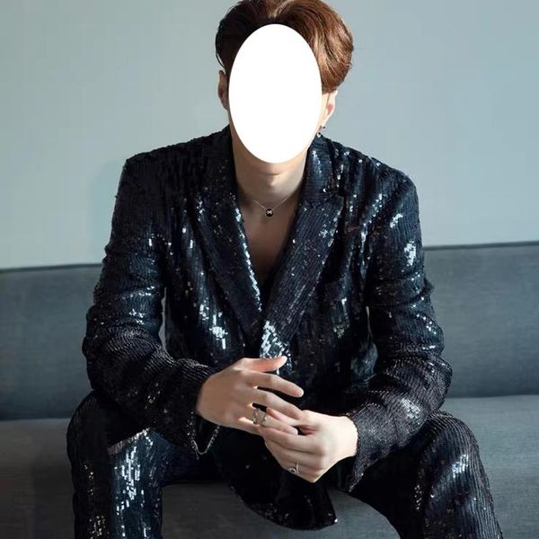 men's suits & blazers fashion large size black sequined blazer suit team stage costumes trainees dancing costume outfits xs2125, White;black
men's suits & blazers fashion large size black sequined blazer suit team stage costumes trainees dancing costume outfits xs2125, White;black