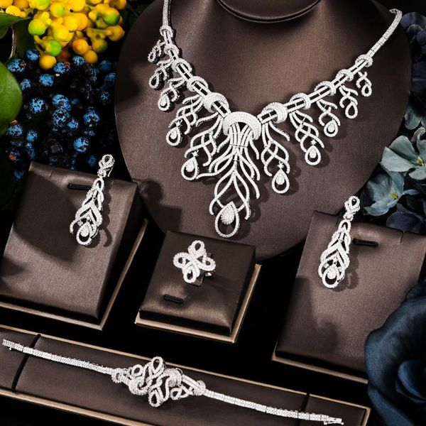 earrings & necklace godki 4pcs luxury crossover statement jewelry set for women wedding party cubic zircon cz african dubai bridal, Silver
earrings & necklace godki 4pcs luxury crossover statement jewelry set for women wedding party cubic zircon cz african dubai bridal, Silver