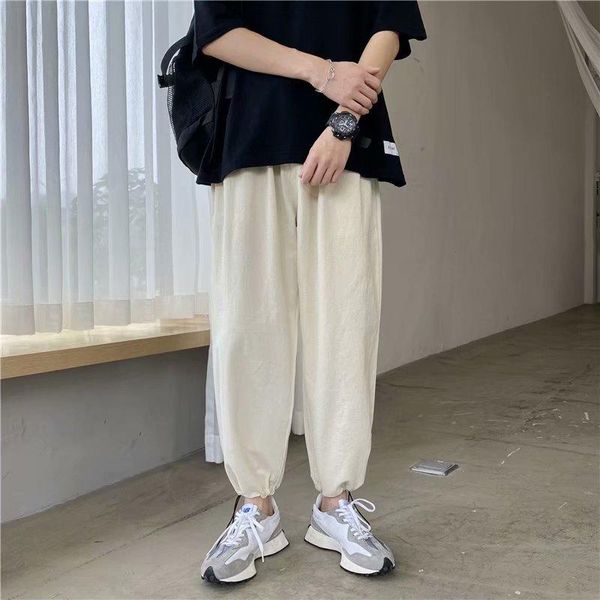 men's pants spring and summer thin section straight casual sports loose trendy feet student solid color, Black
men's pants spring and summer thin section straight casual sports loose trendy feet student solid color, Black