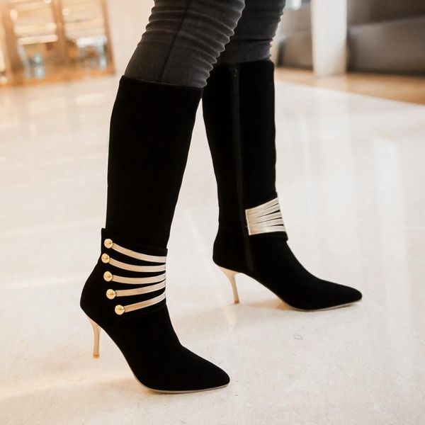 boots big size euro-american wind-tipped, thin and high-heeled decorative rivet with non-ferrous metal, Black
boots big size euro-american wind-tipped, thin and high-heeled decorative rivet with non-ferrous metal, Black