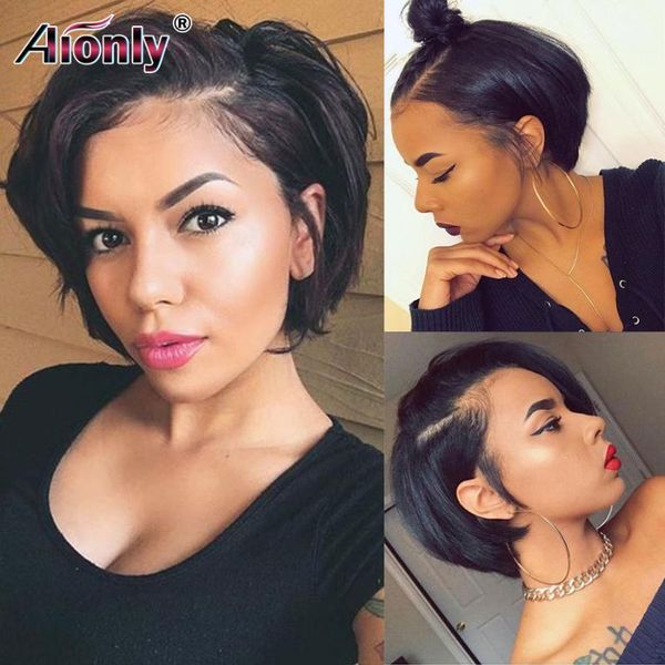 lace closure human hair wig 4*4 straight natural color brazlian remy for black women pixie cut short alionly1, Black;brown
lace closure human hair wig 4*4 straight natural color brazlian remy for black women pixie cut short alionly1, Black;brown
