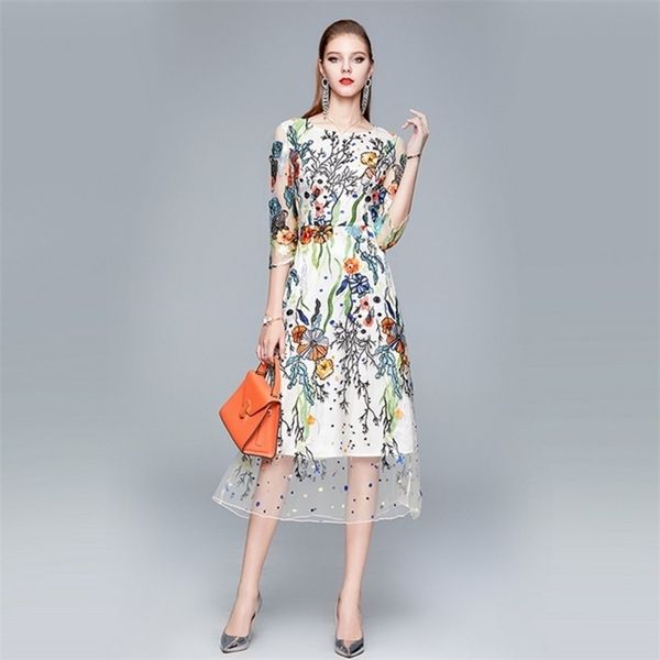elegant party lace mesh dress women flower embroidery summer female o neck three quarter sleeve long dress vestidos 210514, Black;gray
elegant party lace mesh dress women flower embroidery summer female o neck three quarter sleeve long dress vestidos 210514, Black;gray