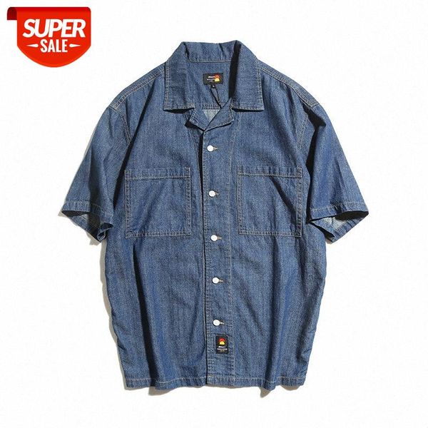 summer t-shirt american casual cuban collar denim men's short sleeve #rk3i, White;black
summer t-shirt american casual cuban collar denim men's short sleeve #rk3i, White;black