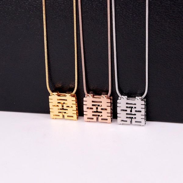 pendant necklaces fashion stainless steel hollow happiness square chinese letter necklace rose gold color women female party gift, Silver
pendant necklaces fashion stainless steel hollow happiness square chinese letter necklace rose gold color women female party gift, Silver