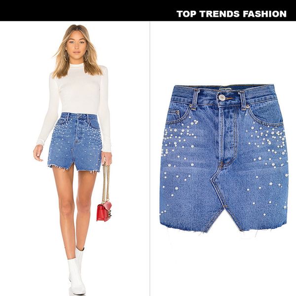 spring and summer models a high waist buckle triangle cut pearl diamond studded denim hip skirt, Black
spring and summer models a high waist buckle triangle cut pearl diamond studded denim hip skirt, Black