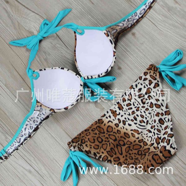 split water drop leopard bikini women's swimsuit, White;black
split water drop leopard bikini women's swimsuit, White;black