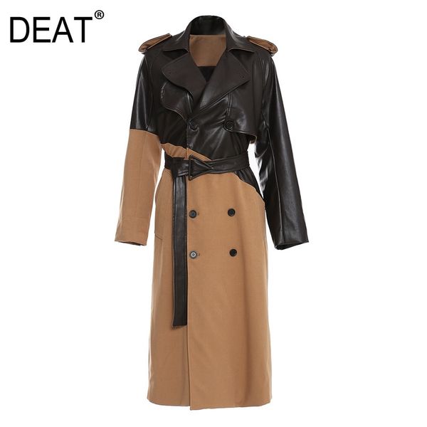 spring and summer fashion casual patchwork leather windbreaker knee length lace up waist khaki coat women sh644 210421, Tan;black
spring and summer fashion casual patchwork leather windbreaker knee length lace up waist khaki coat women sh644 210421, Tan;black