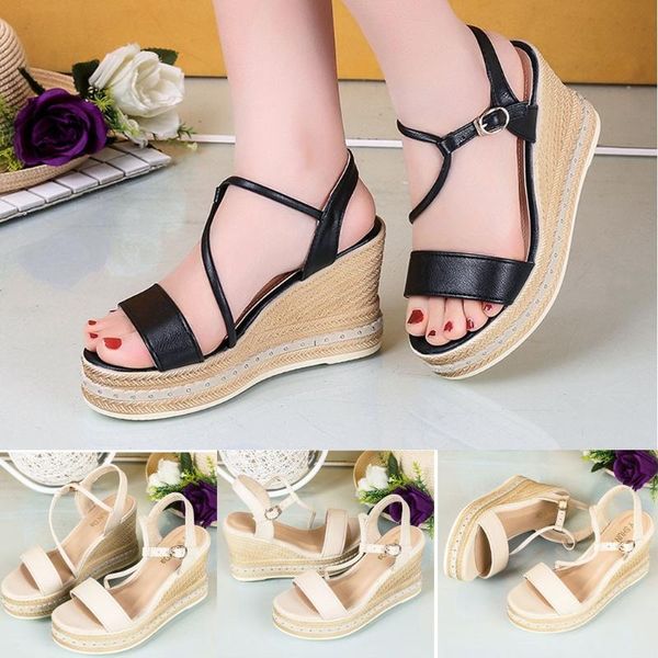 women sandals summer wedges fish mouth comfortable high heels casual pu shoes female soft beach c50#, Black
women sandals summer wedges fish mouth comfortable high heels casual pu shoes female soft beach c50#, Black
