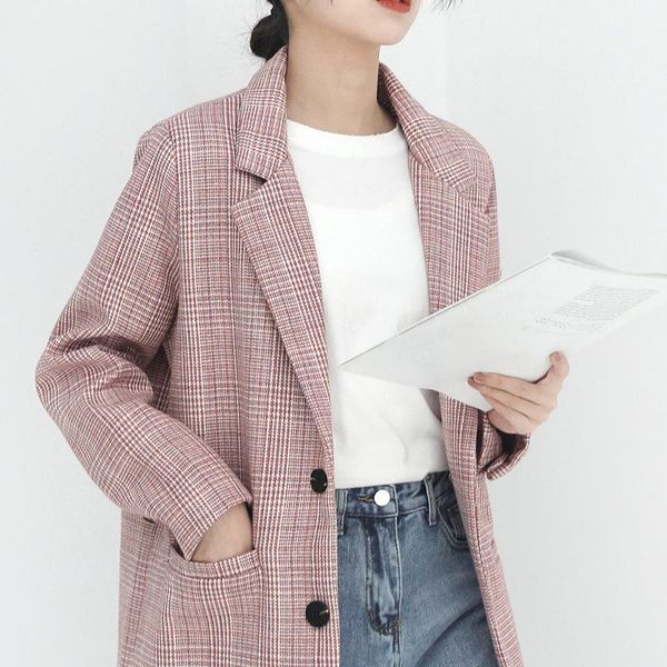 vintage single-breasted plaid women blazer jacket chic full sleeve notched collar female outwear 2021 casual suit coat women's suits &, White;black
vintage single-breasted plaid women blazer jacket chic full sleeve notched collar female outwear 2021 casual suit coat women's suits &, White;black
