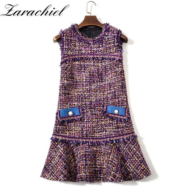 women's elegant denim stitching fringe trim plaid tweed woolen vestidos ladies sleeveless ruffles mermaid vest mini dress 210416, Black;gray
women's elegant denim stitching fringe trim plaid tweed woolen vestidos ladies sleeveless ruffles mermaid vest mini dress 210416, Black;gray