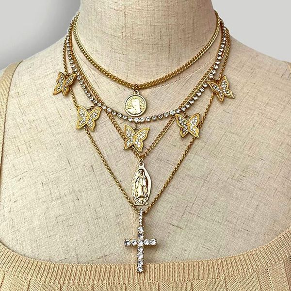 chains hip hop punk multilayer round portrait butterfly tennis chain choker necklaces for women rhinestone pendant necklace jewelry, Silver
chains hip hop punk multilayer round portrait butterfly tennis chain choker necklaces for women rhinestone pendant necklace jewelry, Silver