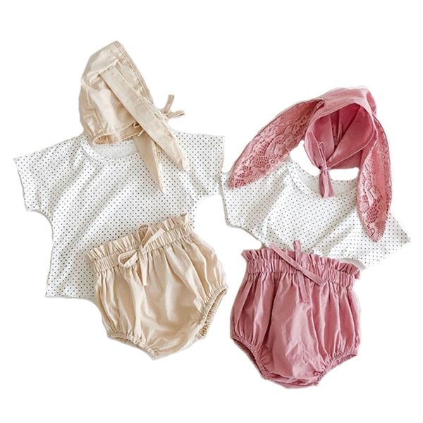 summer baby cotton girl short sleeve dot clothes pants rabbit ear cap three-piece children's jumpsuit 210417, Blue
summer baby cotton girl short sleeve dot clothes pants rabbit ear cap three-piece children's jumpsuit 210417, Blue