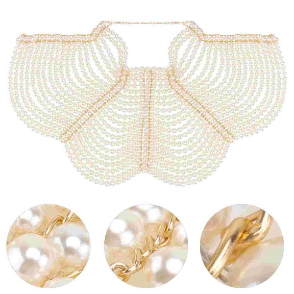 pendant necklaces 1pc multilayer chest chain wedding pearl body bride jewelry (white), Silver
pendant necklaces 1pc multilayer chest chain wedding pearl body bride jewelry (white), Silver