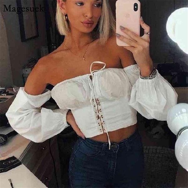 off shoulder white blouse women crop korean long sleeve lace-up blouses for slash neck casual shirts 12563 210512
off shoulder white blouse women crop korean long sleeve lace-up blouses for slash neck casual shirts 12563 210512