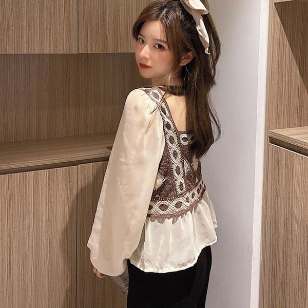 women's blouses & shirts autumn women fashion square collar shirt puff-sleeved tassel hollow chiffon ., White
women's blouses & shirts autumn women fashion square collar shirt puff-sleeved tassel hollow chiffon ., White