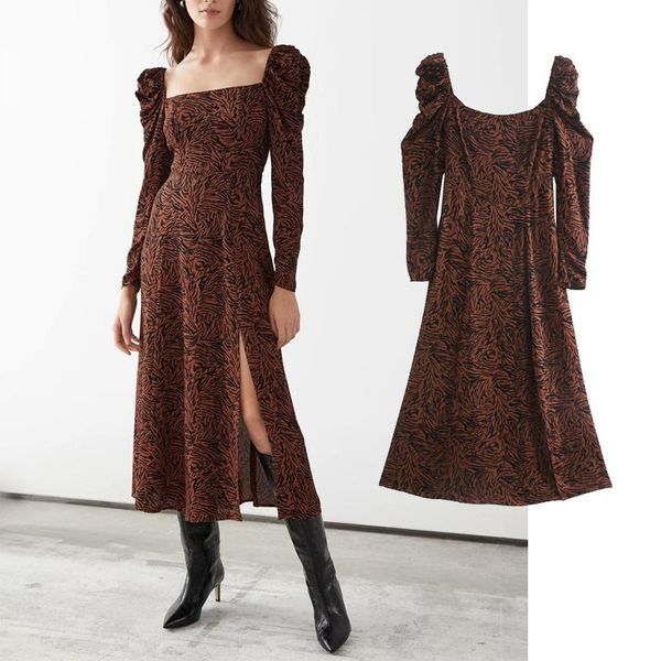 fashion square collar animal print dresses puff sleeve ladies split dress slim vestidos spring long casual, Black;gray
fashion square collar animal print dresses puff sleeve ladies split dress slim vestidos spring long casual, Black;gray