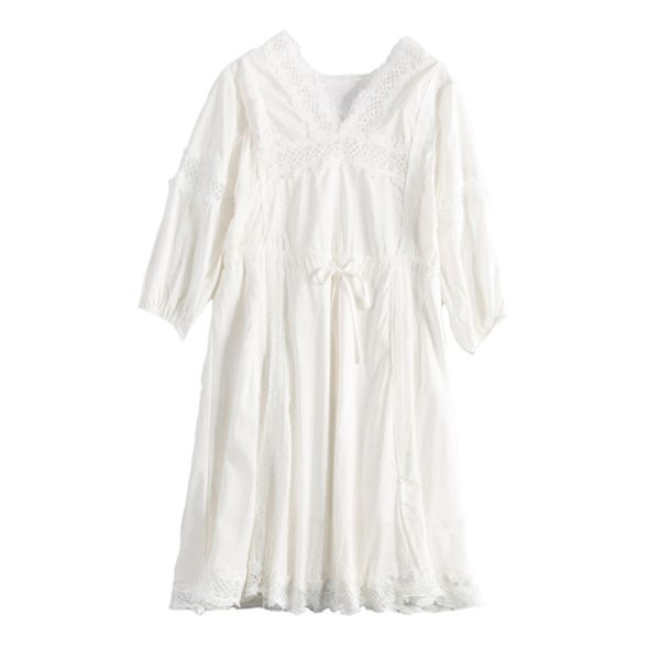white red lace patchwork hollow out half sleeve v neck empire lace-up dress bohemian summer d1569 210514, Black;gray
white red lace patchwork hollow out half sleeve v neck empire lace-up dress bohemian summer d1569 210514, Black;gray