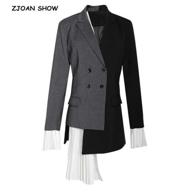 spring women contrast color stitching pleated asymmetrical blazer retro mid long suit slim fit jacket coat outerwear 210429, White;black
spring women contrast color stitching pleated asymmetrical blazer retro mid long suit slim fit jacket coat outerwear 210429, White;black