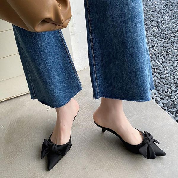 dress shoes pointed toe women heels luxury designer bowknot ladies fashion slippers mules zapatos de tacon medio mujer, Black
dress shoes pointed toe women heels luxury designer bowknot ladies fashion slippers mules zapatos de tacon medio mujer, Black