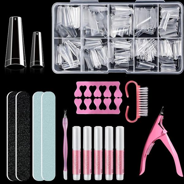 false nails clear coffin nail tips kit - 500pcs half cover with glue/nail clipper/nail file/nail polishing file, Red;gold
false nails clear coffin nail tips kit - 500pcs half cover with glue/nail clipper/nail file/nail polishing file, Red;gold