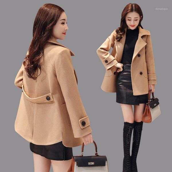 women's wool & blends 2021 korean jacket coat winter warm thicken loose double breasted short jackets solid casual female woolen outwea, Black
women's wool & blends 2021 korean jacket coat winter warm thicken loose double breasted short jackets solid casual female woolen outwea, Black