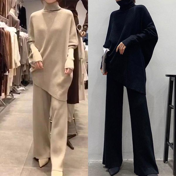 women's two piece pants 2021 women winter elegant knitted 2 pcs set female turtleneck long sleeve pullover wide leg pant suit lady casu, White
women's two piece pants 2021 women winter elegant knitted 2 pcs set female turtleneck long sleeve pullover wide leg pant suit lady casu, White