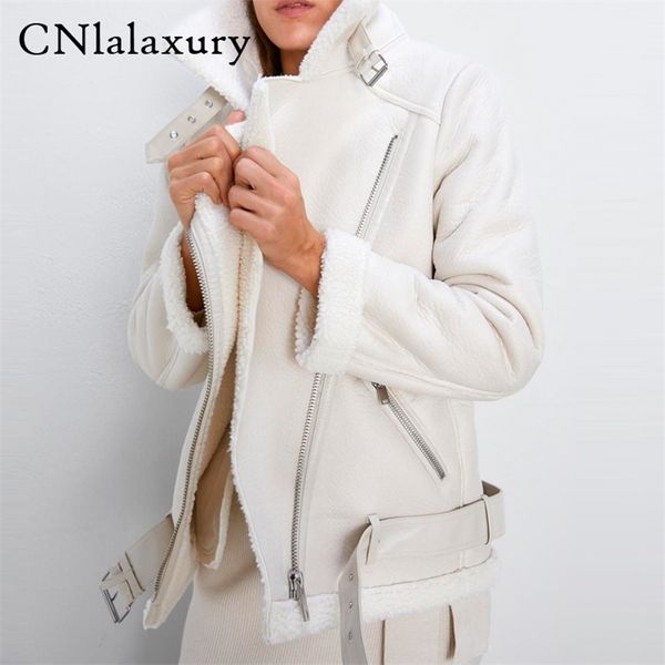 women beige fur faux leather jacket coat with belt turn down collar ladies winter thick warm oversized coat bomber jacket 211215, Black
women beige fur faux leather jacket coat with belt turn down collar ladies winter thick warm oversized coat bomber jacket 211215, Black