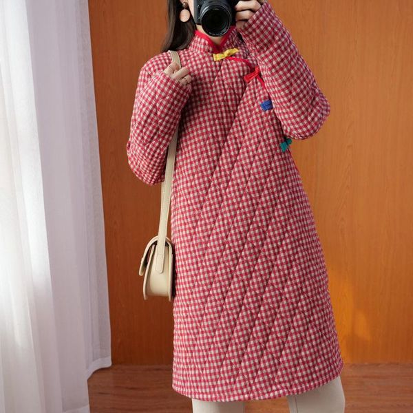 ethnic clothing plaid qipao chinese dress women autumn winter cotton plus size cheongsam hanfu traditional vintage robe orientale, Red
ethnic clothing plaid qipao chinese dress women autumn winter cotton plus size cheongsam hanfu traditional vintage robe orientale, Red