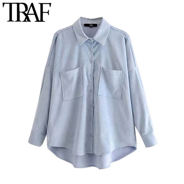 women fashion pockets oversized button-up corduroy shirts vintage long sleeve asymmetric loose female blouses chic 210507, White
women fashion pockets oversized button-up corduroy shirts vintage long sleeve asymmetric loose female blouses chic 210507, White