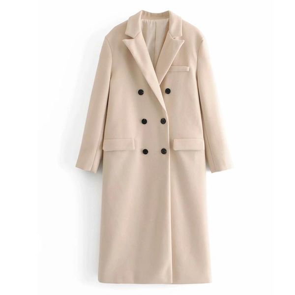women's wool & blends winter women elegant simple solid color long overcoat female british style double breasted pocket decoration coat, Black
women's wool & blends winter women elegant simple solid color long overcoat female british style double breasted pocket decoration coat, Black