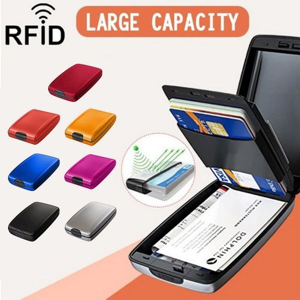 card holders 1pc aluminum bank holder blocking hard case wallet solid scanning protect women and men, Brown;gray
card holders 1pc aluminum bank holder blocking hard case wallet solid scanning protect women and men, Brown;gray