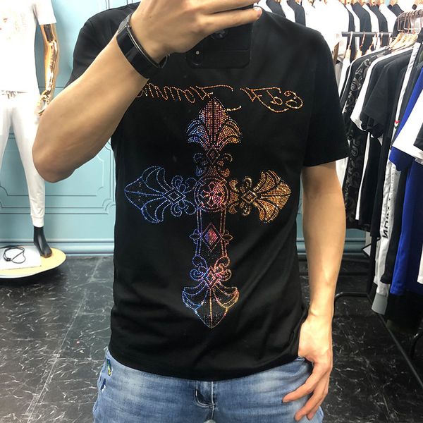 hearts/chrome brand t shirt t-shirt embroidery cross ironing mercerized cotton fashion short sleeve men's european goods, White;black
hearts/chrome brand t shirt t-shirt embroidery cross ironing mercerized cotton fashion short sleeve men's european goods, White;black