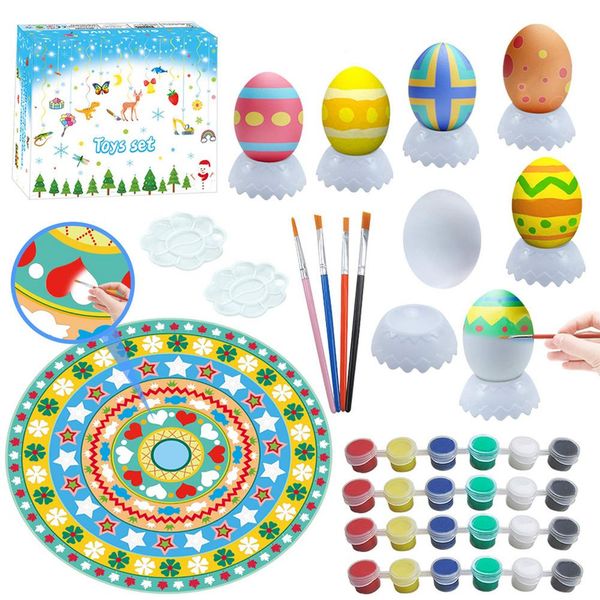45pcs easter egg painting arts crafts kit for kids over 4+ years