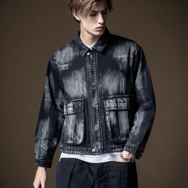 men's jackets mens vintage short slim casual denim turn-down collar zippers covered button spliced korean style fashion coat, Black;brown
men's jackets mens vintage short slim casual denim turn-down collar zippers covered button spliced korean style fashion coat, Black;brown