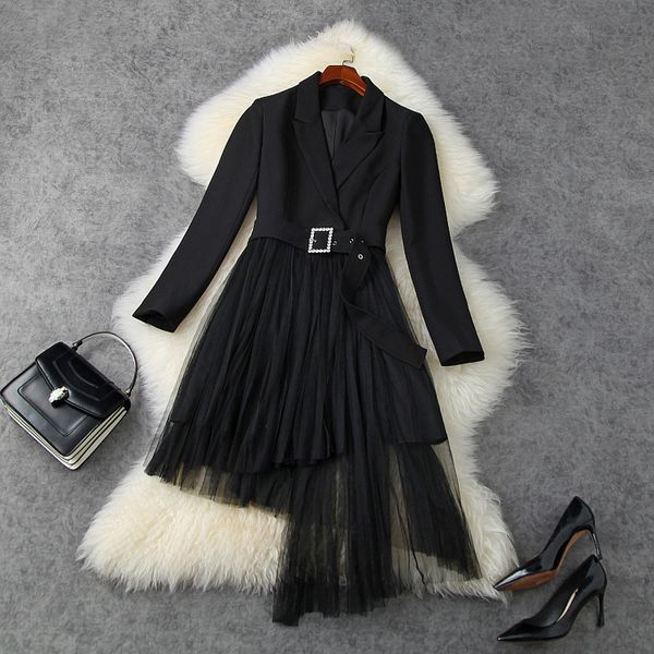 casual dresses fall autumn long sleeve notched-lapel black pure color tulle panelled belted mid-calf blazers dress elegant lo19t11450 4g76, Black;gray
casual dresses fall autumn long sleeve notched-lapel black pure color tulle panelled belted mid-calf blazers dress elegant lo19t11450 4g76, Black;gray