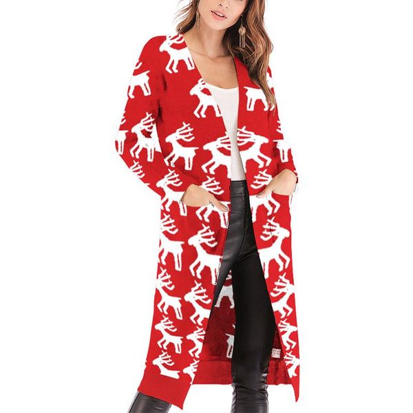women's sweaters 2021 autumn winter sweater women christmas deer leopard long cardigan knitted casual pull femme, White;black
women's sweaters 2021 autumn winter sweater women christmas deer leopard long cardigan knitted casual pull femme, White;black