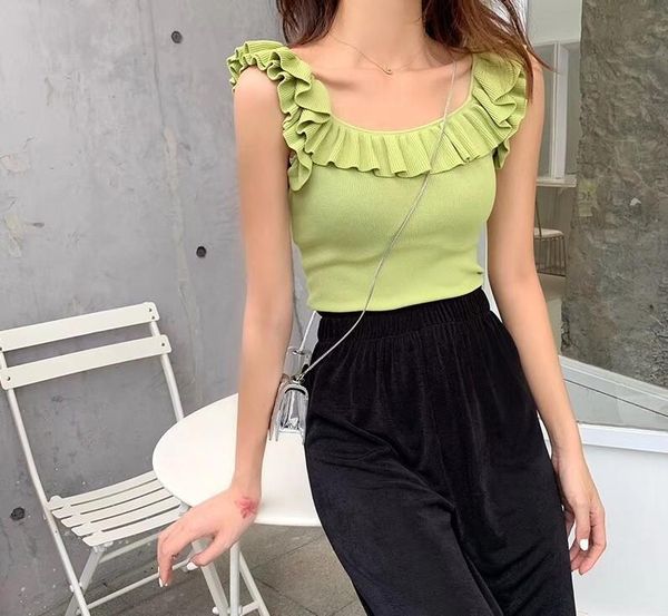 women's tanks & camis 2021 summer ruffles chic blouse women sleeveless tank casual streetwear shirts vintage elegant tunic solid color, White
women's tanks & camis 2021 summer ruffles chic blouse women sleeveless tank casual streetwear shirts vintage elegant tunic solid color, White