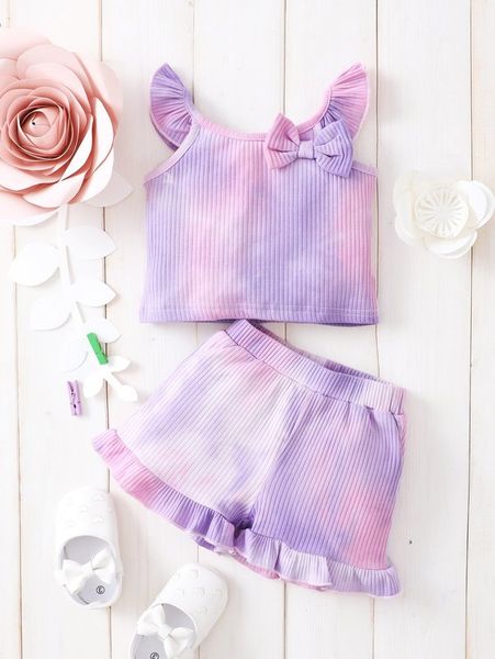 baby tie dye cami & shorts she, White