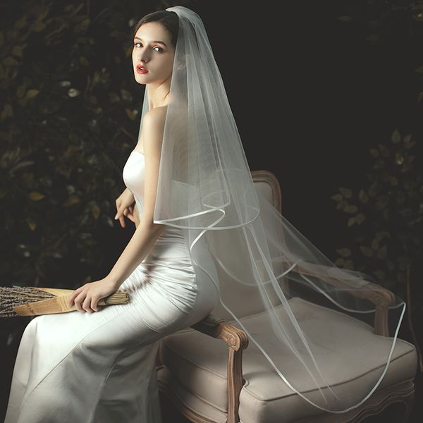 v702 exquisite waltz length marriage bridal veil two-layer plain tulle ribbon edge white wedding party bride headdress with comb, Black
v702 exquisite waltz length marriage bridal veil two-layer plain tulle ribbon edge white wedding party bride headdress with comb, Black