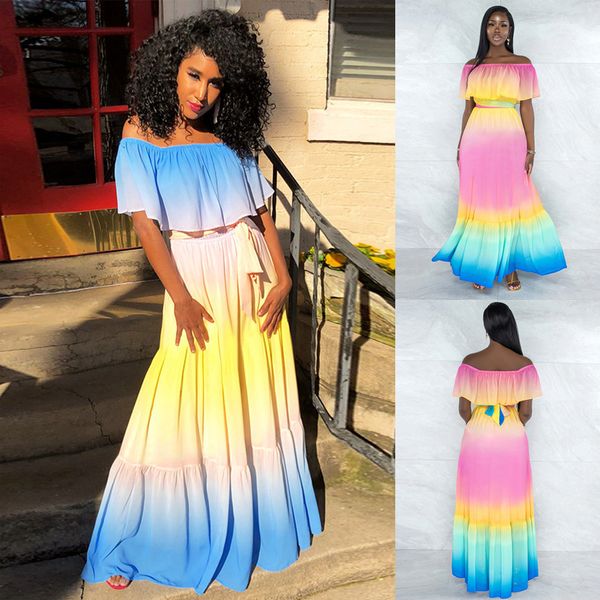 2021 spring and summer new women's dress one line collar rainbow chiffon dress, Black;red
2021 spring and summer new women's dress one line collar rainbow chiffon dress, Black;red