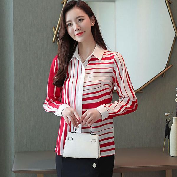 women's blouses & shirts slim striped shirt women 2021 spring full sleeve turn-down collar ol chiffon and bloues camisas blusas, White
women's blouses & shirts slim striped shirt women 2021 spring full sleeve turn-down collar ol chiffon and bloues camisas blusas, White