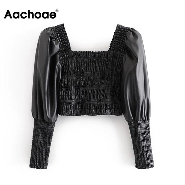 aachoae chic sheath black blouse shirt women puff sleeve stylish pu leather shirt female square neck streetwear lady blusas 210413, White
aachoae chic sheath black blouse shirt women puff sleeve stylish pu leather shirt female square neck streetwear lady blusas 210413, White