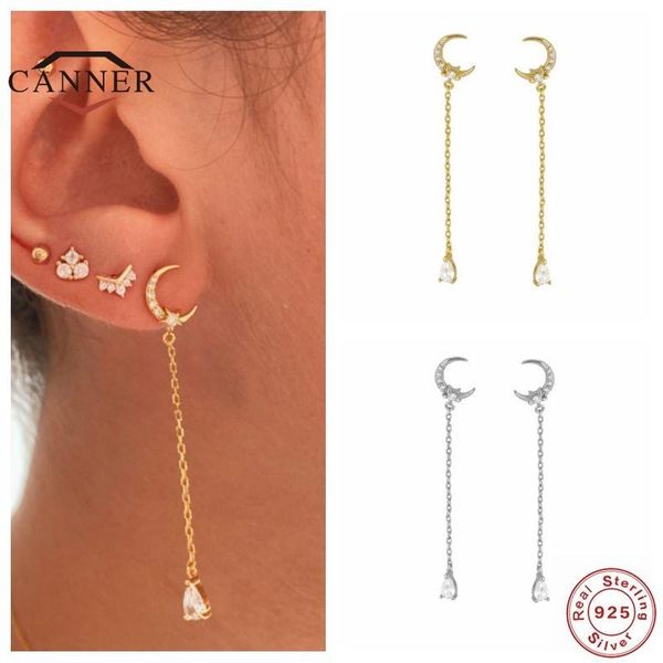 100% real 925 sterling silver stud earrings for women chain earings crescent diamond piercing earring jewelry pendientes, Golden;silver 
100% real 925 sterling silver stud earrings for women chain earings crescent diamond piercing earring jewelry pendientes, Golden;silver