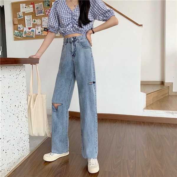 women's jeans woman pants high waist loose hole summer straight pantalones vaqueros mujer, Blue
women's jeans woman pants high waist loose hole summer straight pantalones vaqueros mujer, Blue