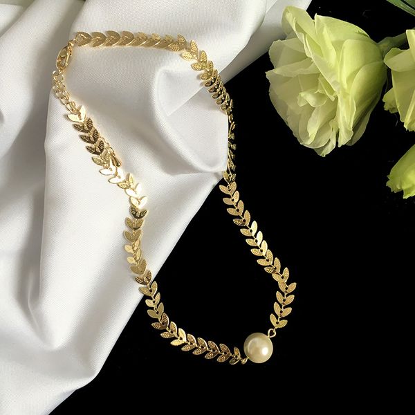 2021 choker women necklace gold color pearl ear of wheat design for party, Silver
2021 choker women necklace gold color pearl ear of wheat design for party, Silver