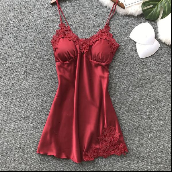 spring and summer dress women sleepwear with breast pad, ice silk lace slim gathered home clothes sleep wear al, Black;red
spring and summer dress women sleepwear with breast pad, ice silk lace slim gathered home clothes sleep wear al, Black;red