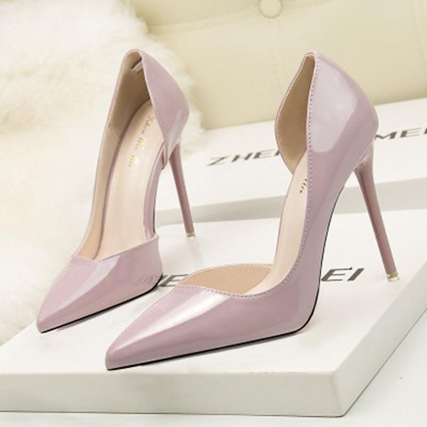 fashion concise solid patent leather shallow women pumps cut-outs pointed toe high heels 10cm shoes dress, Black
fashion concise solid patent leather shallow women pumps cut-outs pointed toe high heels 10cm shoes dress, Black