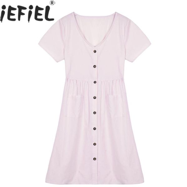 maternity dresses summer pregnant women short sleeve solid color casual button dress mother loose clothes long pregnancy, White
maternity dresses summer pregnant women short sleeve solid color casual button dress mother loose clothes long pregnancy, White